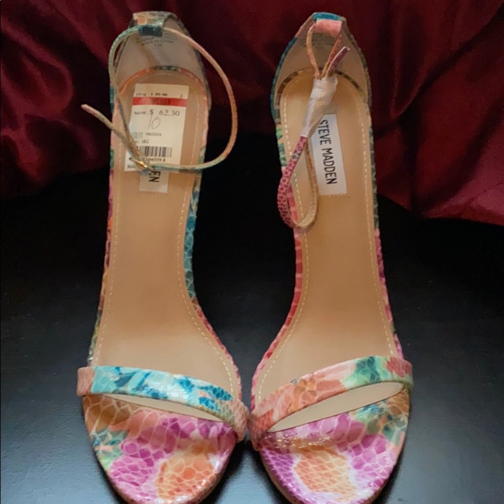 Multi color faux snake heels